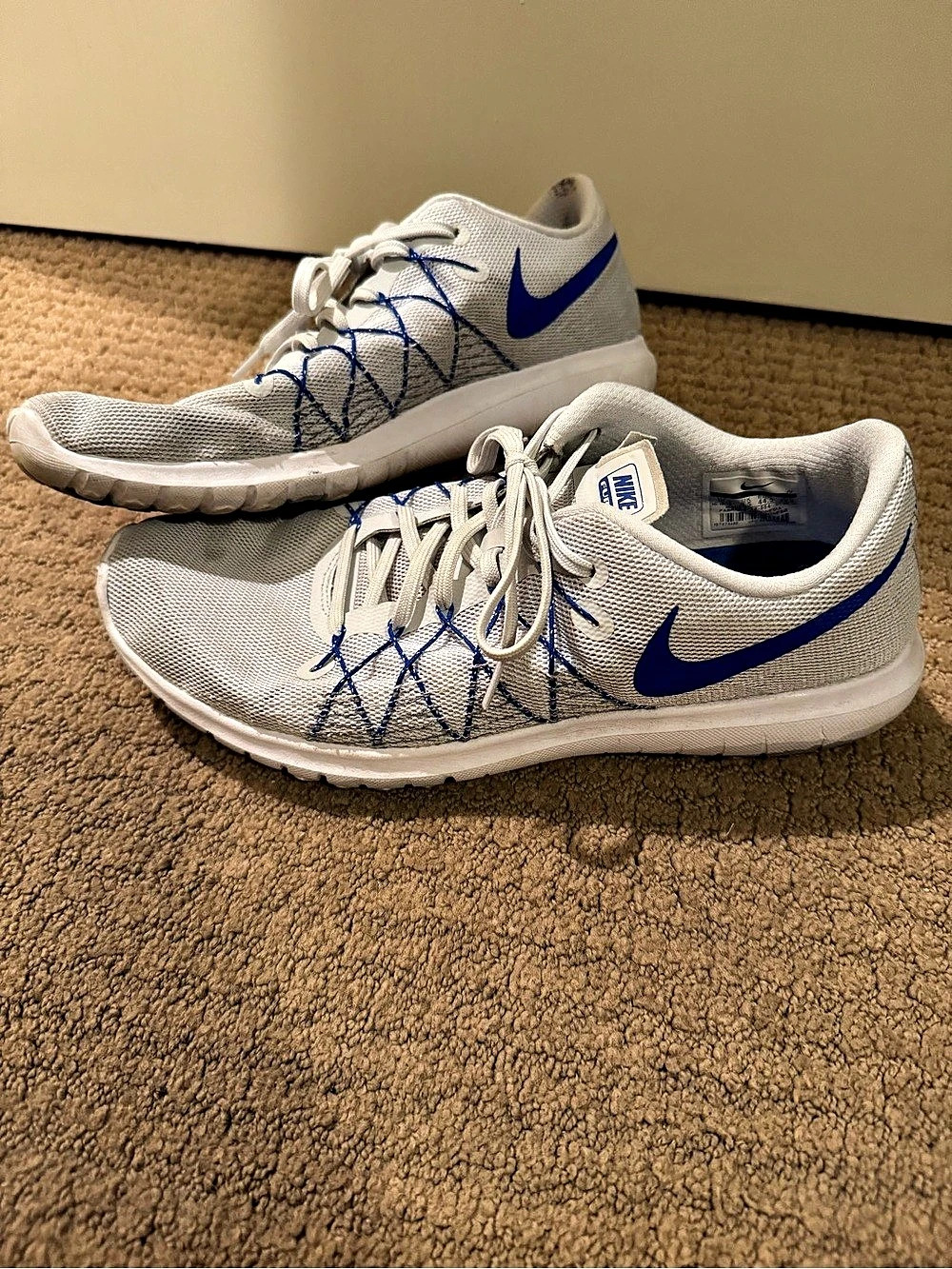Nike Free RN Athletic Shoes White & Blue US 10.5